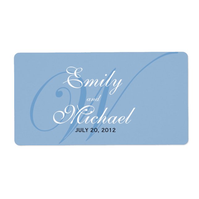 Monogram Wedding Labels -Sky (Front)