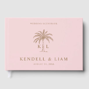 Monogram Wedding Logo Palm Tree Guest Book