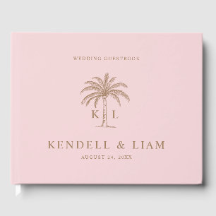 Monogram Wedding Logo Palm Tree Guest Book