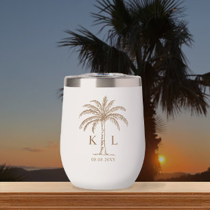 Monogram Wedding Logo Palm Tree Thermal Wine 