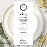 Monogram Wedding Menu Cards Black And White<br><div class="desc">A simple chic calligraphy wedding menu card. I do offer a free customisation service,  if you have any questions or special requests,  please feel free to contact me.</div>