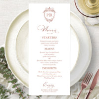 Monogram Wedding Menu Cards Rose Gold Script