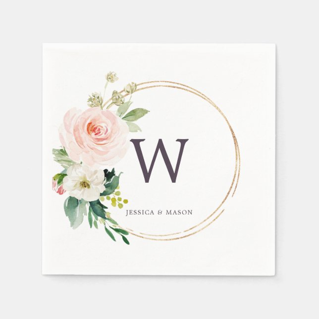 Monogram Wedding Napkin Cocktail Napkins (Front)