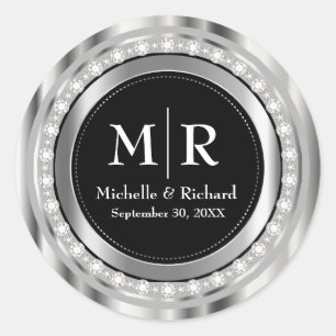  Monogram Wedding or Anniversary Classic Round Sticker