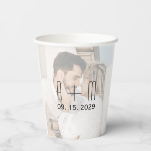 Monogram Wedding Photo Paper Cups