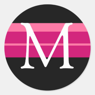 Monogram Wedding Pink Black White Envelope Sticker