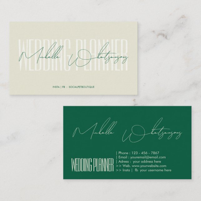 Monogram WEDDING PLANNER modern script Business Card (Front/Back)