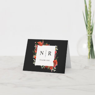 Monogram Wedding Poppy Wedding Thank You Card