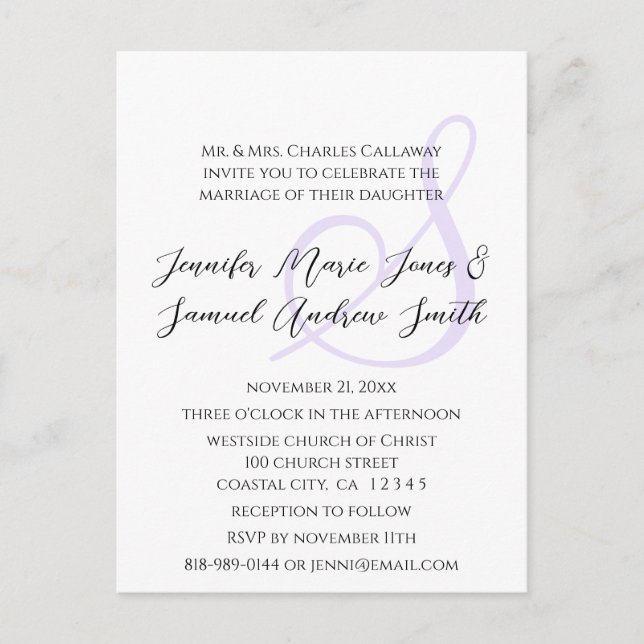 Monogram Wedding Postcard (Front)