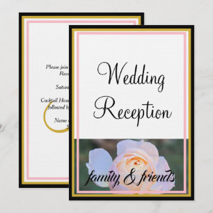 Monogram Wedding Reception Pastel Pink Roses Invitation