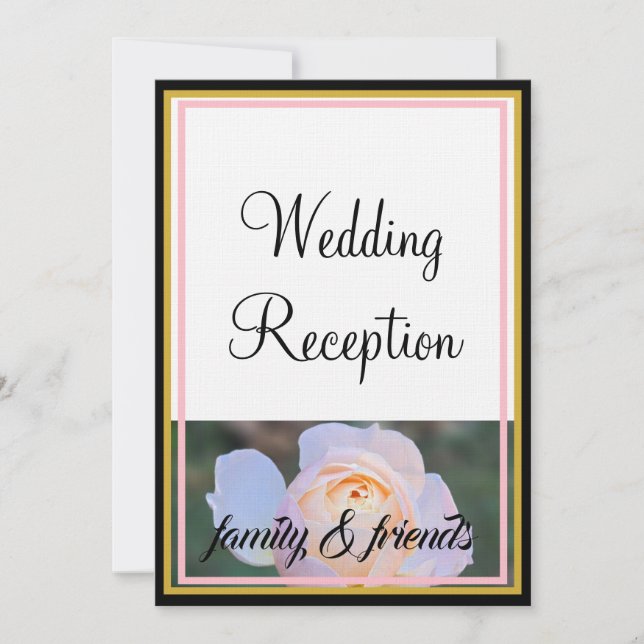 Monogram Wedding Reception Pastel Pink Roses  Invitation (Front)
