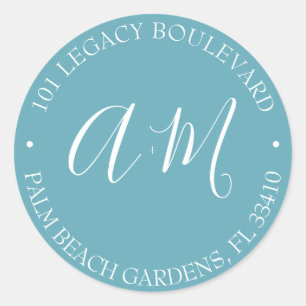 Monogram Wedding Return Address Classic Round Stic Classic Round Sticker