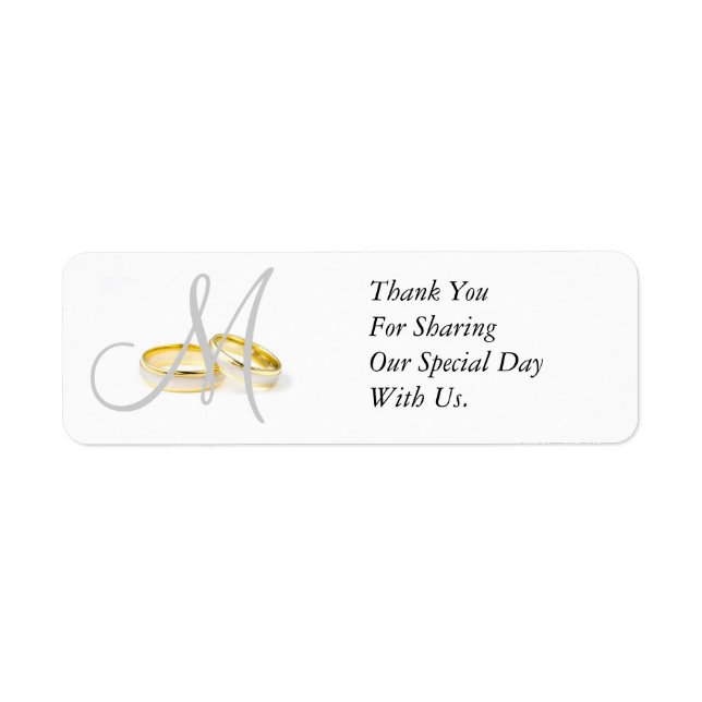 Monogram Wedding Rings Thank You Labels (Front)