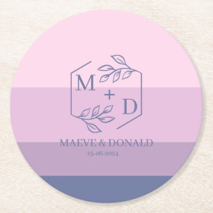 monogram wedding  round paper coaster