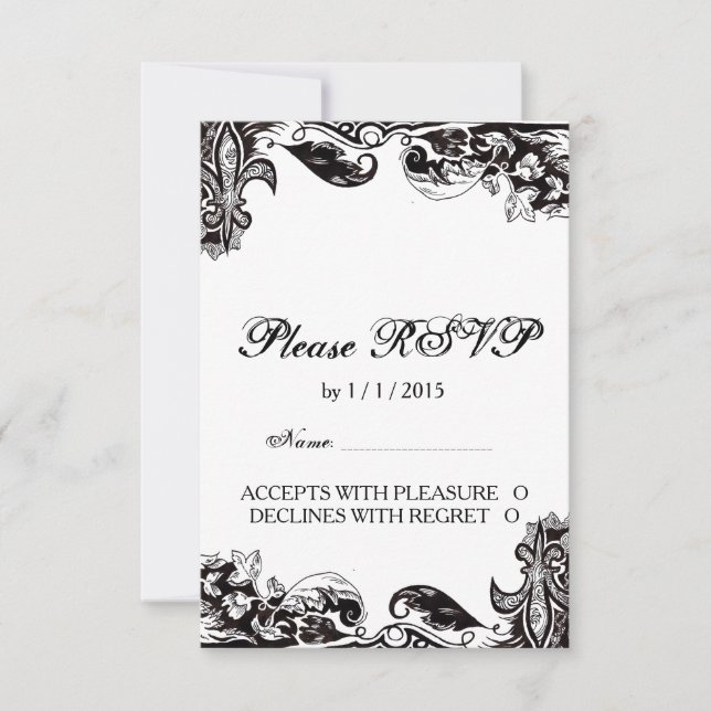 Monogram Wedding RSVP Card with (Front)