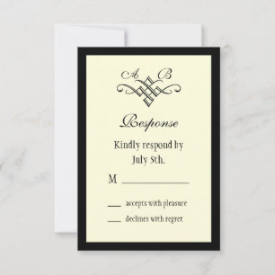 Monogram Wedding RSVP in Off White Card