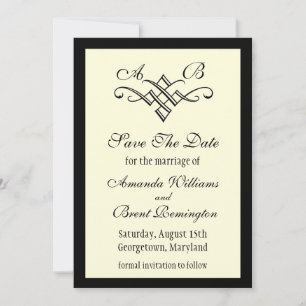 Monogram Wedding Save the Date in Off White