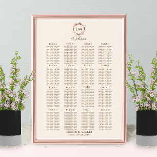 Monogram Wedding Seating Chart Sign Foam Board