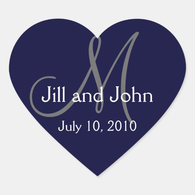 Monogram Wedding Sticker Navy (Front)