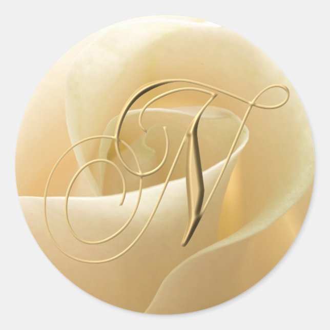 Monogram Wedding Stickers - letter N (Front)