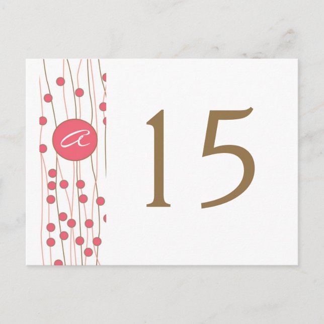 Monogram Wedding Table Number Cards (Front)