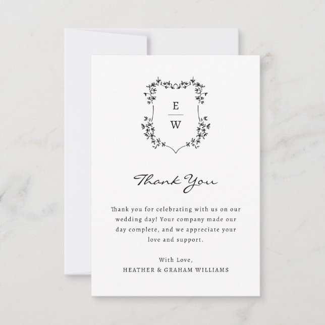 Monogram Wedding Thank You Card (Front)