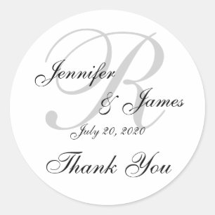 Monogram Wedding Thank You Label Sticker