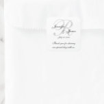 Monogram Wedding Thank You Labels Stickers<br><div class="desc">Grey, black and white elegant wedding monogram thank you labels with thank you message. These wedding thank you stickers are the perfect way personalise your wedding favours. Custom template for initial "R". Add your bride and groom names and wedding date. Gorgeous script font overlay design on a white background. Elke...</div>