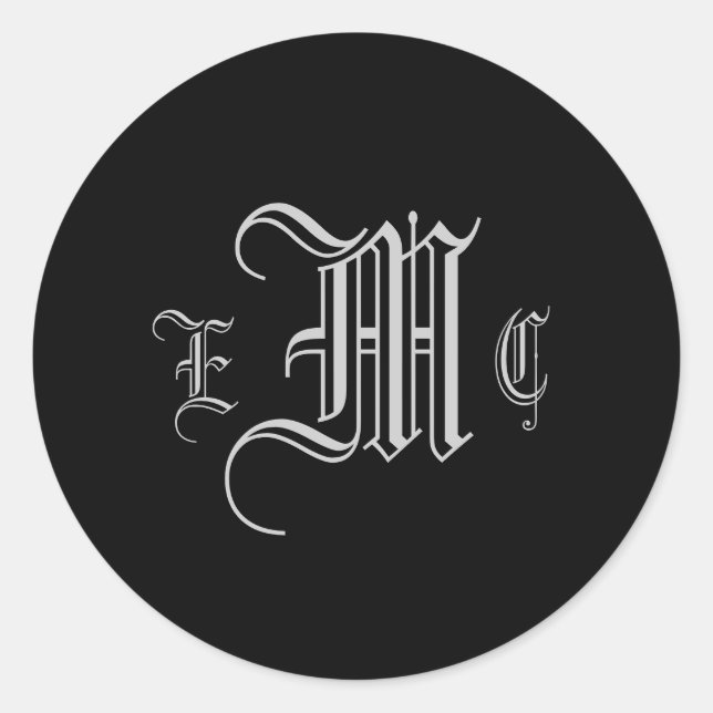 Monogram Wedding Three Initials BrideGroom Sticker (Front)