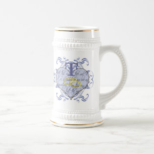 Monogram Wedding Vow Heart Beer Stein
