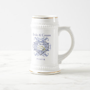 Monogram Wedding Vow Heart Beer Stein