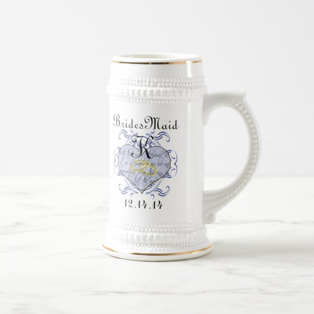 Monogram Wedding Vow Heart Beer Stein (Right)