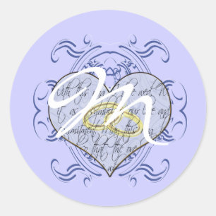 Monogram Wedding Vow Heart Classic Round Sticker