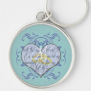 Monogram Wedding Vow Heart Key Ring