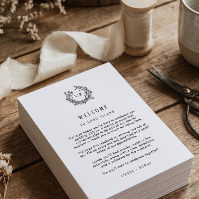 Monogram Wedding Welcome Insert with Program Thank You Card (Creator Uploaded)