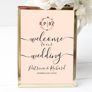Monogram Wedding Welcome Sign