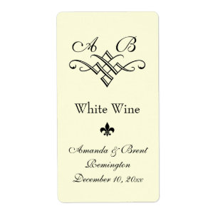 Monogram Wedding Wine Label (off white)
