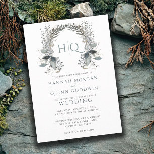 Monogram Wedding Wreath Wedding  Invitation