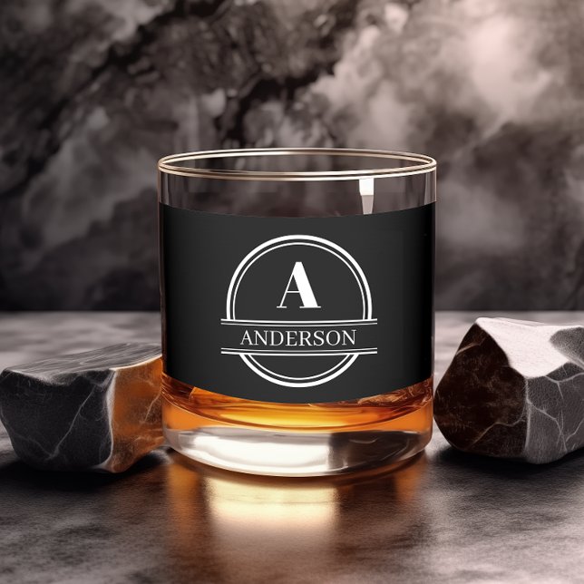 Monogram Whiskey Glass Classy Black and White (Creator Uploaded)