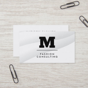 Monogram White Abstract Shaped Layers Business Card