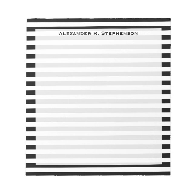Monogram White and Black Stripe Notepad (Front)