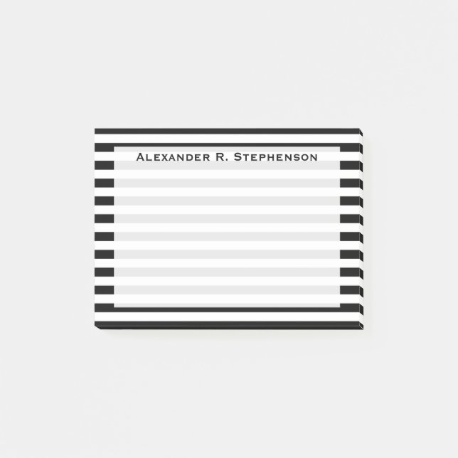 Monogram White and Black Stripe Post-it Notes (Front)