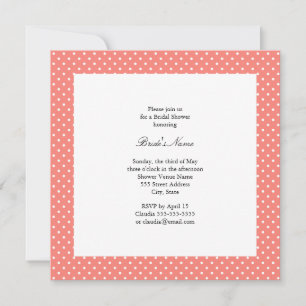 Monogram White and Coral Pink Polka Dot Bridal Invitation