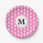 Monogram White and Hot Pink Fleur de Lis Pattern
