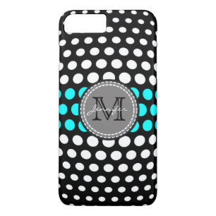 Monogram White & Aqua Polka Dots Pattern Case-Mate iPhone Case