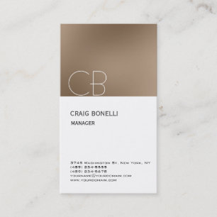 Monogram White Beige Attractive Business Card