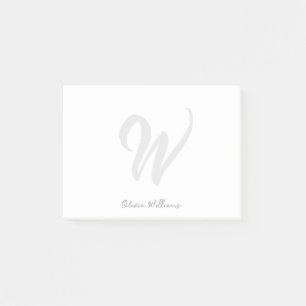 Monogram White Black Modern Minimalist Elegant Post-it Notes