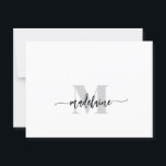 Monogram White Black Silver Colour Personal  Postcard<br><div class="desc">Elegant monogram on your personal apron
White colour background with black script and a silver colour Monogram.</div>