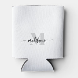 Monogram White Black Silver Personal Can Cooler