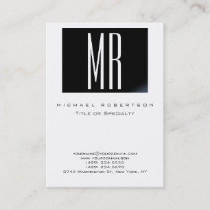 Monogram White Black Stripe Chubby Business Card
